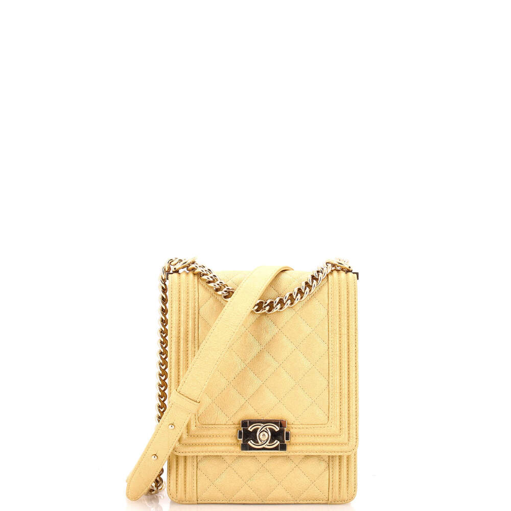 Chanel Small North South Boy Flap Bag Quilted Caviar